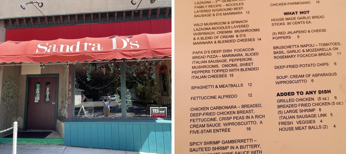 Sandra D's Italian Garden Menu