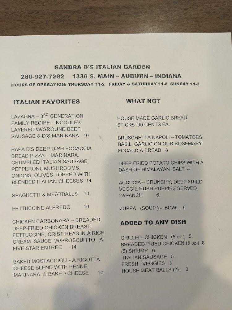 Sandra D's Italian Garden Menu image 4